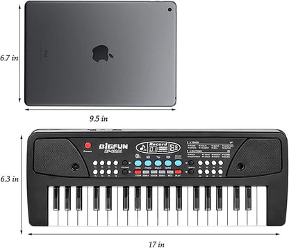 LeeQee Black 37 Keys Kids Piano Keyboard, Portable Electric Musical Instruments Piano with Microphone, Learning Educational Gifts Toys for Age 3 4 5 6 7 8 9 Years Old Boys Girls Toddlers