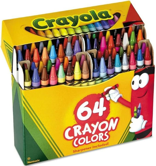 Crayons, 64 Crayons Per Box, Classic Colors, Built In Sharpener, Crayons For Kids, School Crayons, Assorted Colors - 1 Box