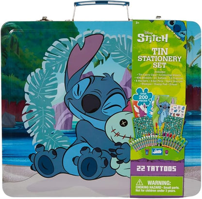 Innovative Designs Disney Lilo and Stitch Deluxe Activity Set with Carrying Tin, Coloring Sheets, Tattoos, Stickers, & Art Supplies