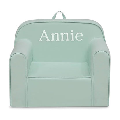 Delta Children Personalized Cozee Chair - Customize with Name – Foam Kids Chair for Ages 18 Months and Up, Sage