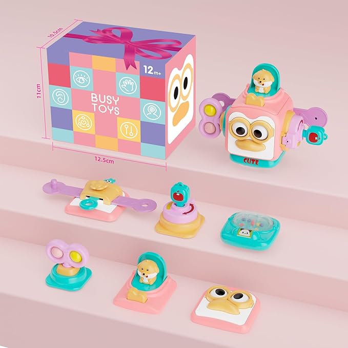 OSIMILY Toys for 1 Year Old Girl, Busy Cube Gift for 1 Year Old Girl,Sensory Toys for Toddlers 1-3,Fine Motor Skills Educational Toys,Birthday Gift for Baby Aged 6, 9, 10, 12, 18 Months