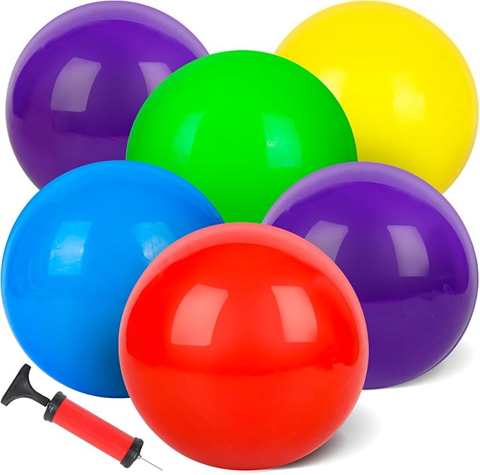 AMOR PRESENT 6PCS Playground Ball, 8.5 Inches Inflatable Rubber Kickball Dodgeballs for Kids and Toddlers, Inflatable Balls for Indoor and Outdoor Games, Goodie Bags Stuffers, Dog Toys
