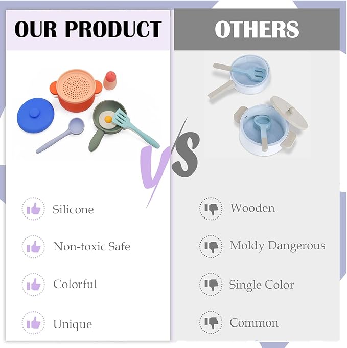 Play Kitchen Accessories, Silicone Pretend Play Kitchen Toys Set, Play Kitchen Pots and Pans Set for Kids, Learning Education Cooking Toys for Girls(Orange)