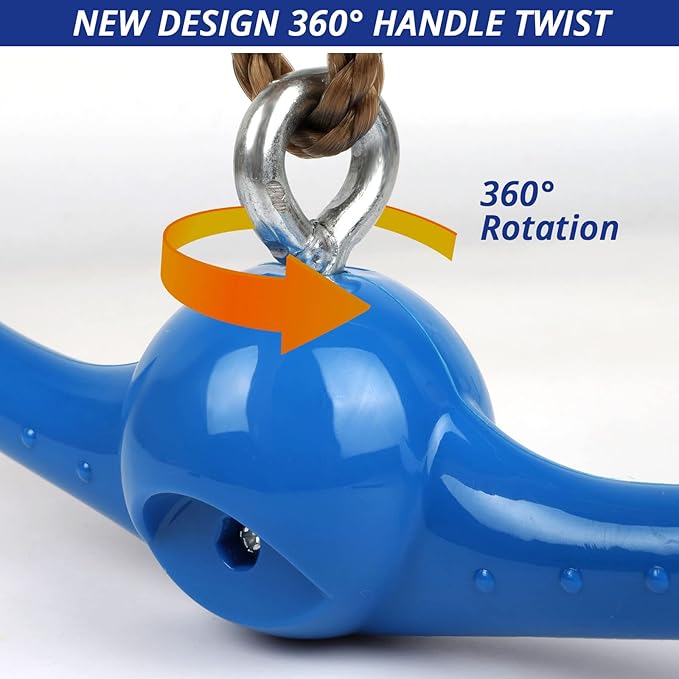 YAMIPROBI Ninja-Twister Swing Spins Set: Slackline Attachments - 360° Handle Twist-Spin Flips Toy Activate Ninja Powers Warrior Accessories Kids Hang Toys for Playground Backyard Blue