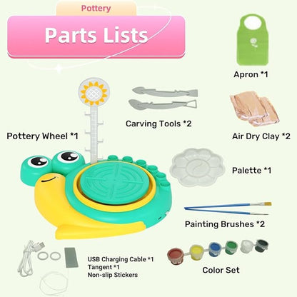 Dravilloy Pottery Wheel for Kids with Clay Sculpting Tools & Painting Kit, Mini Pottery Wheel for Beginners,Crafts & Pottery Kits for Kids Ages 8-12