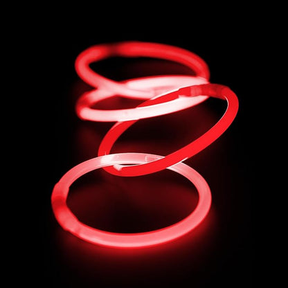 8" Glow Stick Bracelets - Bulk 50 Pack for Mardi Gras, St. Patrick's Day, and Nighttime Celebrations - Red