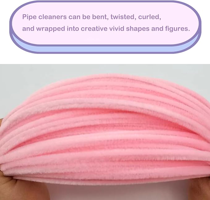 Cldamecy 100 pcs Light Pink Pipe Cleaners with 20 pcs Googly Eyes,Chenille Stems for Craft Project,Craft Pipe Cleaners for DIY Projects,Arts and Holiday Decoration