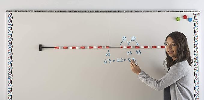 hand2mind 120 Bead Magnetic Demonstration Rekenrek Line, Abacus for Kids Math, Math Manipulatives Kindergarten, Counting Rack for Kids, Counters for Kids Math, Kids Educational Toys (Set of 1)