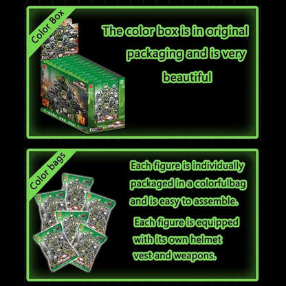 24 PCS Military Forces Building Block Action Mini-Figures Blind Bags with Multiple Military Weapons Accessories Equipment Assembly Building Toys Party Favors for Boys