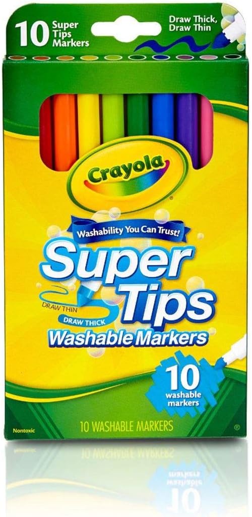Crayola, 588610, Washable Super Tips Markers, Broad/Fine Bullet Tip, Assorted Colors, 10/Set, Sold As 3 Sets