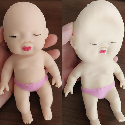 Squeeze Black Baby Doll with Makeup DIY Toy, Squishy Stress Relief Fidget Doll Toys Support Underwear Removal, Novelty Decompression Stretchy Toys for Women Girls Adults Kids (White)