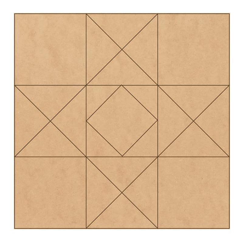 Unfinished Barn Quilt Square Wooden Sign, Country Decor Canvas Quilts Blocks (15 inches, Hourglass)