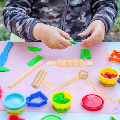 Toyandona Clay Sculpting Tools Set 12-Piece Wooden Plasticine Molding Tools for Kids and Adults Smooth Safe Handles Ideal for Pottery Air Dry Clay Crafting