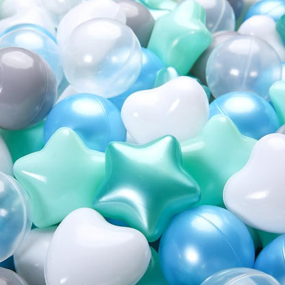 GOGOSO Shape Ball Pits Balls, Star Heart Plastic Play Balls for Toddlers Kids Children, DIY Giant Friendship Bracelet Banner
