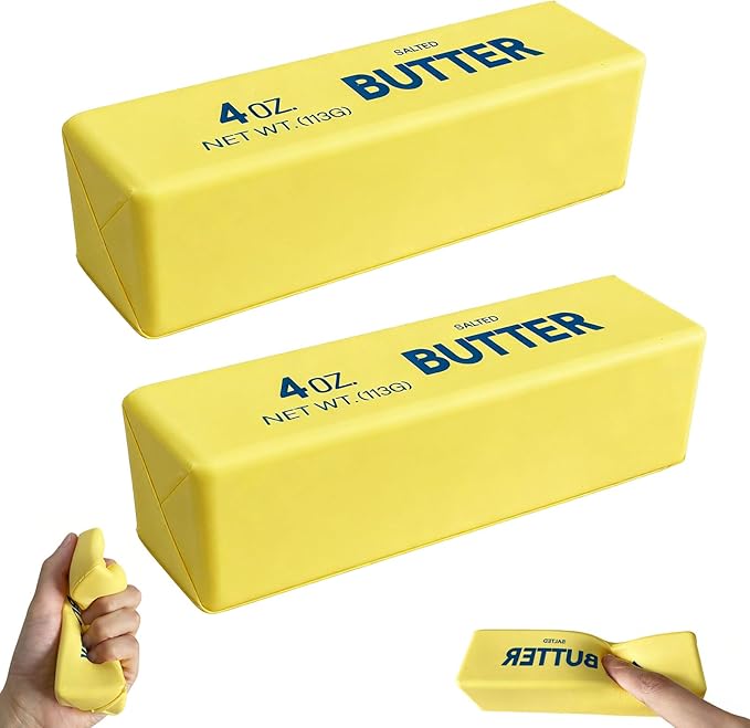 Slow Rebound Cute Butter Squeeze Stress Balls, 2026 New Realistic Soft Butter Stick Fidget Toy,Slow Rising Portable Squishy for Adults Anxiety & Stress Relief, Sensory Gifts for Office, Home (2pcs)