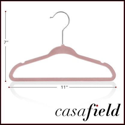 Casafield 50 Velvet Baby Hangers - 11" Size for Infant & Toddler Clothes - Light Pink