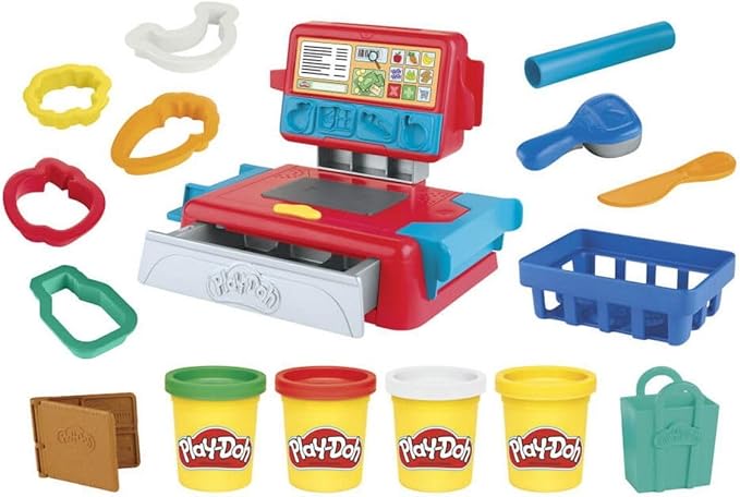 Play-Doh Cash Register Toy for Kids 3 Years and Up with Fun Sounds, Play Food Accessories, and 4 Non-Toxic Colors
