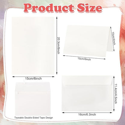 30 Sets Blank Watercolor Cards with Envelopes, 140lb/300GSM Cotton Watercolor Paper Cards, 4 x 6 in Foldable Watercolor Postcards with Envelopes for Greeting Cards Birthday Wedding Invitations