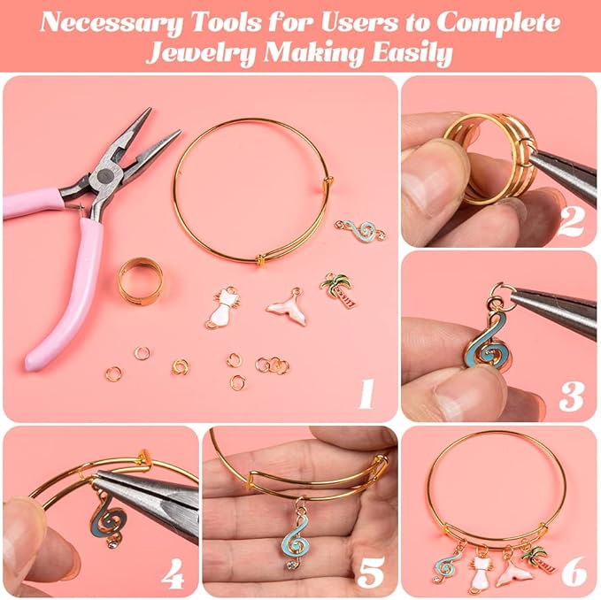Sofier Bangles Bracelet Making Kit DIY Jewelry Making Kit and Supplies Expandable Charm Bracelets Gift Box Toy Art Craft Gift for Girl Teen Women Adult Halloween Christmas Party