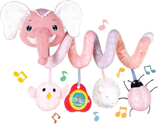 Koty Newborn Car Seat Toys, Stroller Toys for Babyies 0-6 Months,Infant Activity Spiral Plush Toys Hanging - Carseat Stroller Crib with Musical Rattle Toy for Boys Girls 0 3 6 9 Months