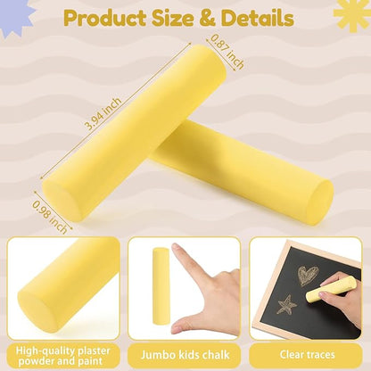 Fulmoon 40 Pcs Jumbo Sidewalk Chalk for Kids Outdoor Art Non Toxic Large Washable Street Chalk for Adults Drawing Painting Graffiti Classroom(Yellow,Round Style)