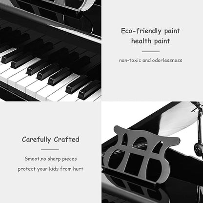 GLACER Classical Kids Piano, 30 Keys Wood Toy Grand Piano w/Bench Music Stand Full-Size Keys, Charming Tones & Sounds, Musical Instrument Educational Toy for Girls and Boys
