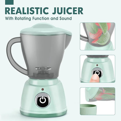 Play Kitchen Appliances Toy Set with Coffee Maker Machine, Mixer, Toaster, Blender, Kids Kitchen Playset, Play Kitchen Accessories with Sound & Light, Birthday Gifts for Kid Girls Ages 3-5 4-8