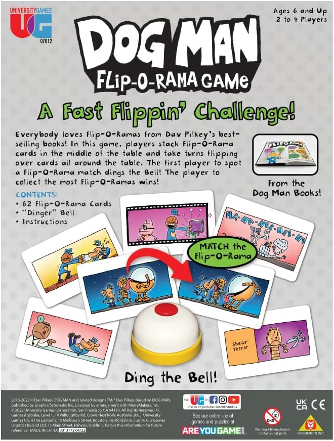 University Games, Dog Man Flip-o-Rama Card Matching Game, Based on The Dog Man Books Series, for 2 or More Players Ages 6 and Up