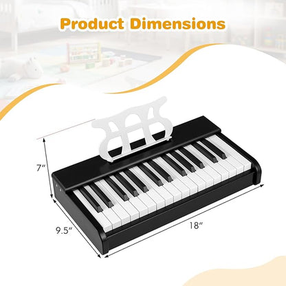 HONEY JOY Wooden Kids Keyboard Piano, 30 Keys Digital Electronic Piano for Kids, Early Learning Educational Musical Instrument, Baby Music Toy for 3+ Years Old Toddlers Boys Girls (Black)
