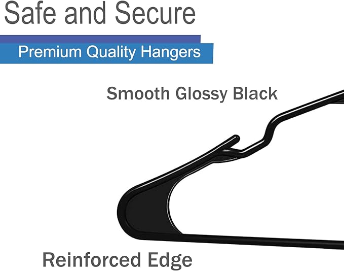 Kids and Babies Plastic Hangers - Space-Saving, Durable, and Cute Closet Organization Solution, 60 Pack (Black)