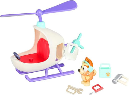 Bluey Vehicle and Figure Pack Bingo's Helicopter with 2.5 Inch Bingo Figure and Tool Accessories