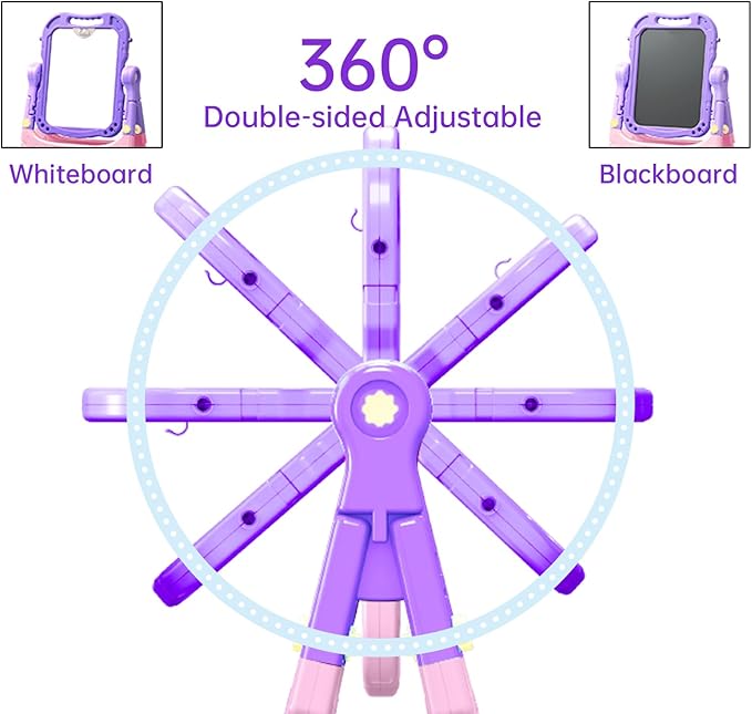 Art Easel for Kids with Magnetic Drawing Board, Double Sided Easel with Magnetic Letters & Numbers Easel, Adjustable Standing Easel for Toddler, Creative Play for Kids
