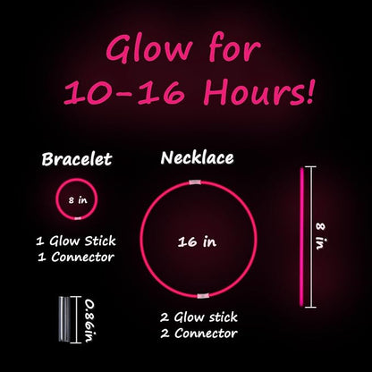 75 Glow Sticks Bracelets and Necklaces, 8'' Glowsticks Bulk Pack Bright Glow in the Dark Party Supplies for Kids (Pink)