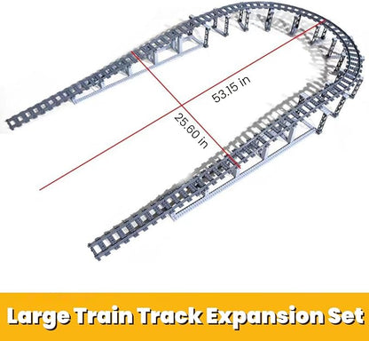 Finger Rock City Train Tracks Building Block Set, 212 Pcs Flexible Rails Train Track Railroad Expansion Accessory Set for Kids, Uphill and Downhill, Straight Curved Tracks