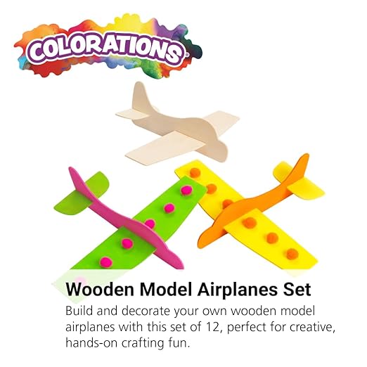 Colorations® Decorate Your Own Wooden Model Airplanes, Set of 12, Create Unique & Personal Designs, Fun Kids Craft Project, Craft Project for Boys & Girls, Decorate & Play Craft