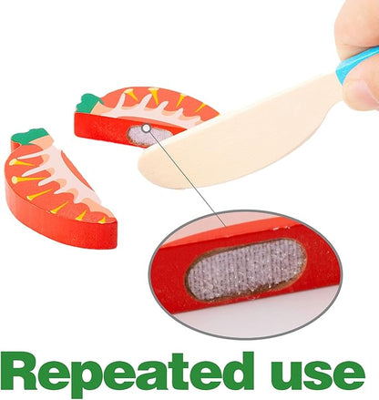 CUCOS Wooden Cutting Puzzles for Kids Ages 1-5 Years Old, Wooden Peg Fruit Toddler Puzzles, Learning Toys Educational Gift for Girls and Boys