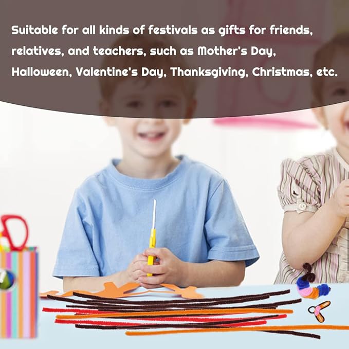 60 Pieces Brown Pipe Cleaners, Christmas Craft Pipe Cleaners,Pipe Cleaners Chenille Stem,Pipe Cleaners Bulk,Art Pipe Cleaners for Creative Home Decoration Supplies Arts and Crafts Project