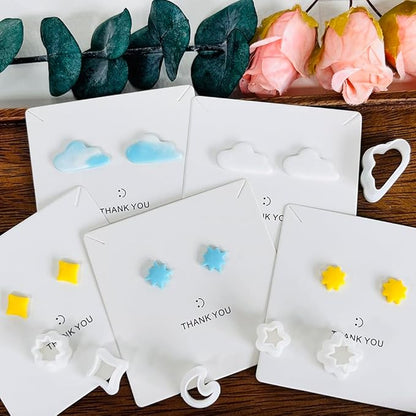 Xaekicr 6 PCS Sky Theme Polymer Clay Cutters Set – Cloud Moon Star Shapes Clay Cutters for Polymer Clay Molds, Jewelry DIY Clay Tools