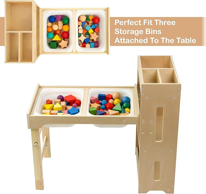 WINGYZ Sensory Table and Chairs, Toddler Activity Table and 2 Chair Set with Storage Cabinet & Bins, 6 in 1 Kids Desk Art Table with Paper Roll for Playrooms Daycare, Sensory Tables for Toddler Gifts