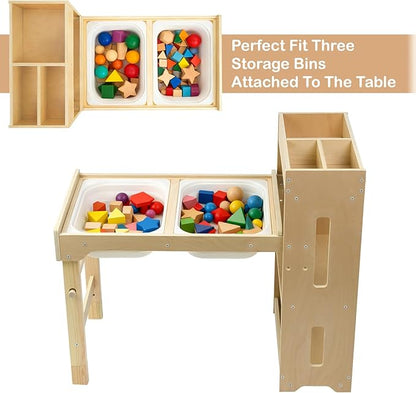 WINGYZ Sensory Table and Chairs, Toddler Activity Table and 2 Chair Set with Storage Cabinet & Bins, 6 in 1 Kids Desk Art Table with Paper Roll for Playrooms Daycare, Sensory Tables for Toddler Gifts