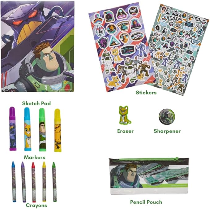 Innovative Designs Disney Pixar Toy Story Buzz Lightyear Coloring Art and Sticker Set for Boys and Girls, 30 Pcs.