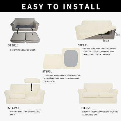 Easy-Going 100% Dual Waterproof Oversized Loveseat Cover Stretch Soft Couch Cover for Dogs, Sofa Slipcover for 2 Separate Cushion Couch Leakproof Furniture Protector for Kids, Pets Ivory