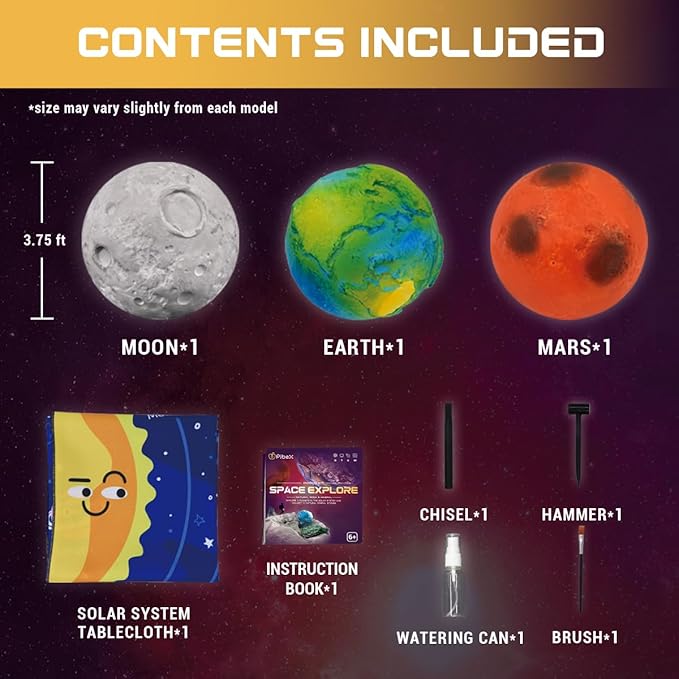 Gemstone Dig Kit, Dig up 15 Rocks & Minerals from Earth Moon Mars, Solar System Planets Geology Science Set, Space Rock Mining Toys for Kids, STEM Gift for Boys & Girls Age 6-8-12