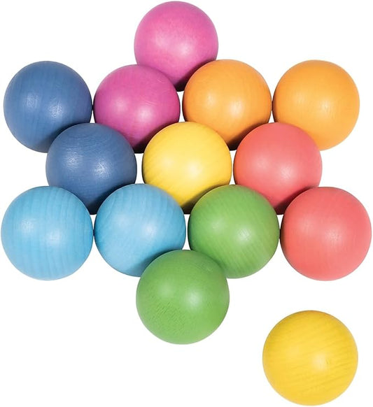 TickiT Rainbow Wooden Balls - Set of 14 - Loose Parts Wooden Toy for Babies and Toddlers 10m+ - Inspire Curiosity and Open-Ended Play