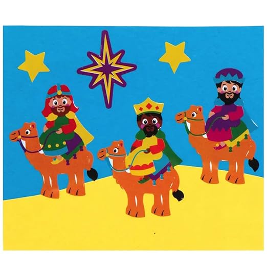 Baker Ross AX576 Nativity Sticker Rolls - Pack of 600, Kids Stickers, Ideal for Christmas Arts and Crafts Projects, Great for Card Making and Scrapbooking