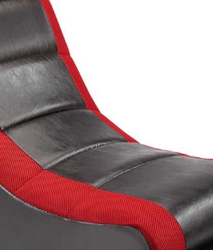 The Crew Furniture Classic Video Rocker Floor Gaming Chair, Kids and Teens, Racing Stripe PU Faux Leather & Polyester Mesh, Black/Red