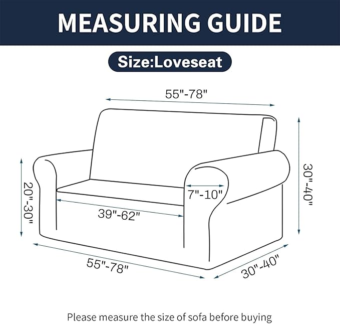 2025 New Stretch Loveseat Sofa Slipcovers Couch Cover for 2 Cushion Furniture Protector Sofa Covers with Elastic Bottom Jacquard Fabric Small Checks for Pets, Kids - Tan