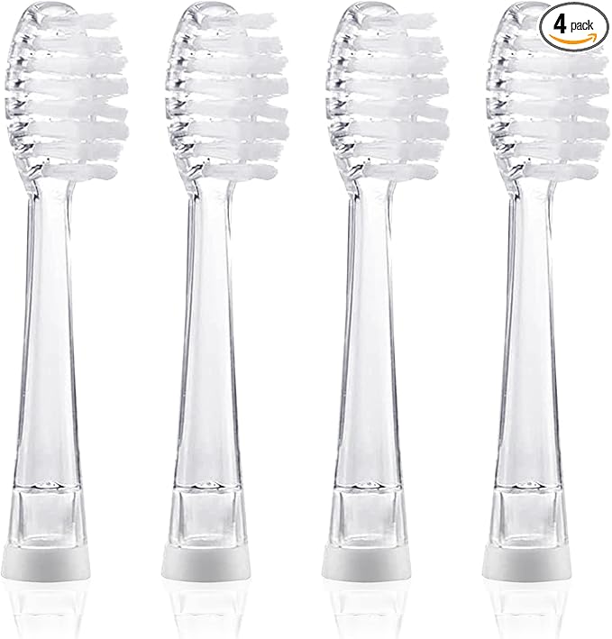SEAGO Toothbrush Replacement Heads - SG977 SG513 - SEAGO Kids Toothbrushes Heads for Toddlers - Compatible with SEAGO Electric Toothbrushes Kids (White, 4-Pack) (White, 1 Count (Pack of 4))