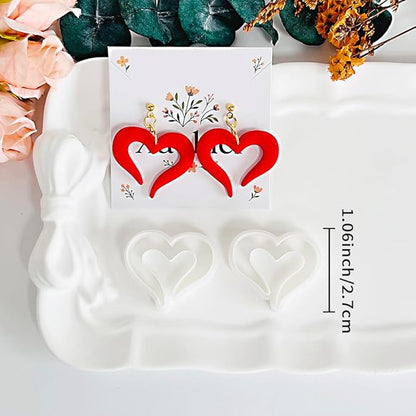 Xaekicr Heart Polymer Clay Cutters for Earrings–2Pcs Clay Cutters for Polymer Clay Jewelry Making – Love Shape Clay Tools, Clay Molds for DIY Crafts