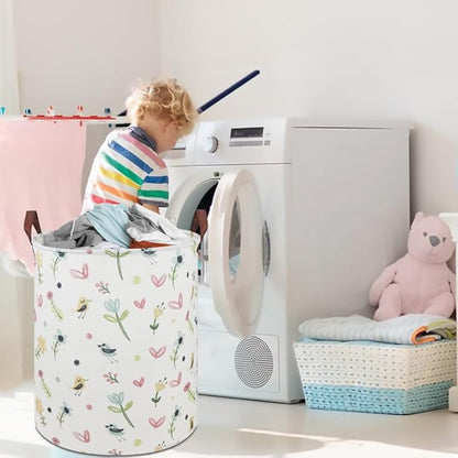 CLOCOR Kids Laundry Basket,Waterproof Baby Nursery Hamper,Collapsible Fabric Storage Container,Toys Bin,Room Decor,Gift Basket（Painting